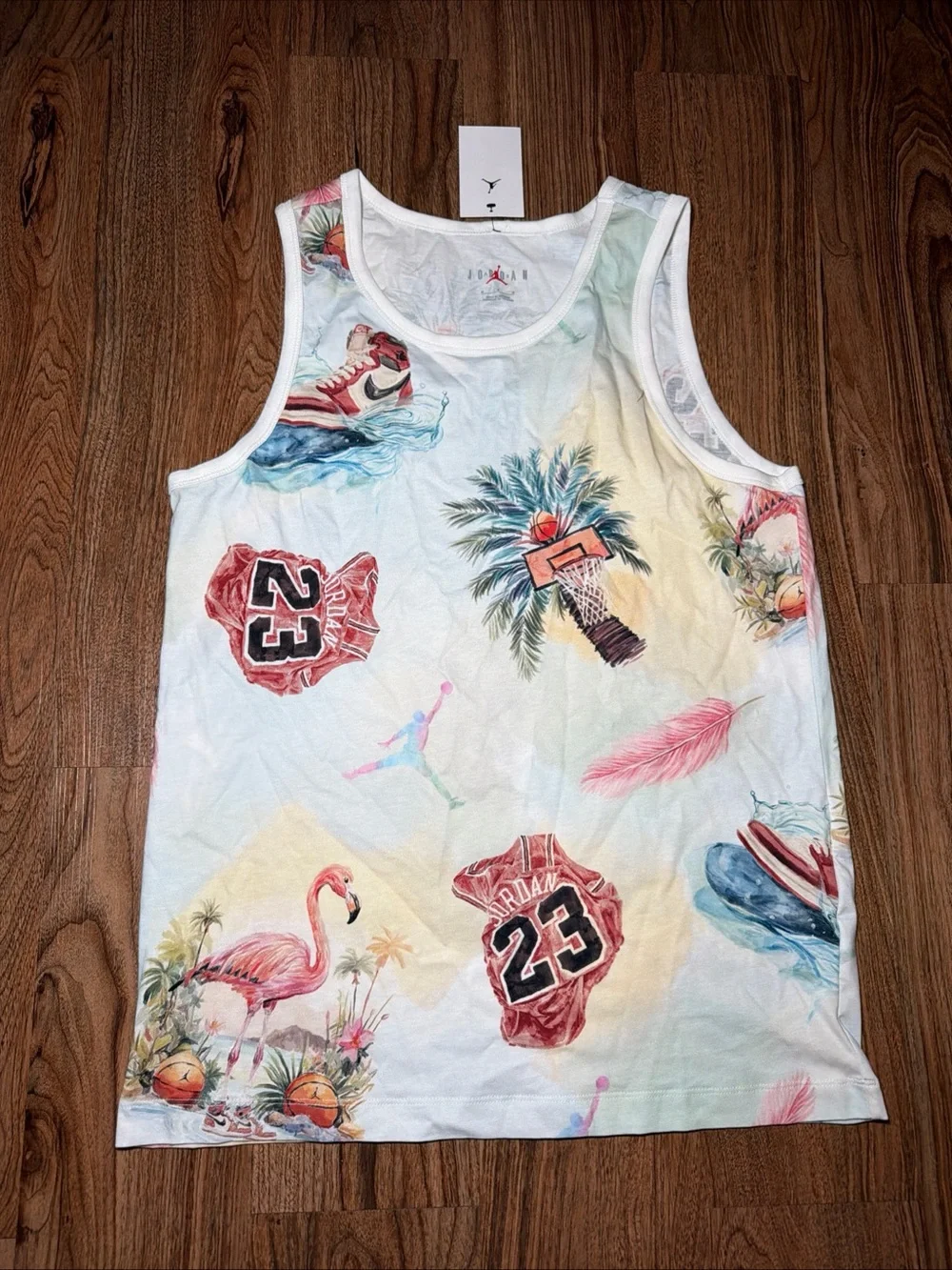 Jordan Men's Flight Essentials Flamingo Graphic Tank Top HJ2403 100 Size M NWT